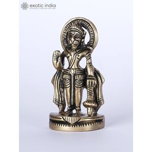 Statue en laiton faite à la main de 2 pouces Lord Hanuman Petite Bénédiction Article Catégorie Sculptures Fabriqué en Inde - Product Image 3