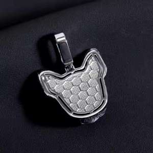 Pendentif Breloque Bouledogue Français Iced Out pour Hommes, en Argent, avec Moissanite, Bijou Hip Hop Visage de Chien - Product Image 3