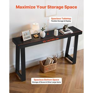 Mesa Consola Rectangular Moderna de Madera de 56 Pulgadas, Estrecha y Larga, con Función de Escritorio, para Entrada o Detrás del Sofá - Product Image 4
