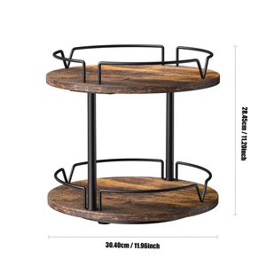 Lazy Susan de 12 Pulgadas y 2 Niveles, Estante Giratorio de Madera para Especias, para Almacenamiento en la Cocina - Product Image 3