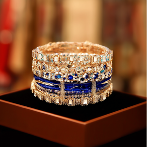 Sparkling Crystal Stone Fancy Bracelets & <b>Bangles</b> <b>Set</b> 2.8\" for Wedding & Festive Wear-10575632BLU - Product Image 3