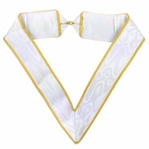 Collarette du 31e degré du Rite écossais en moiré blanc et or, ornée d'une garniture élégante et d'un design cérémoniel pour l'Inspecteur Inquisit. - Product Image 5