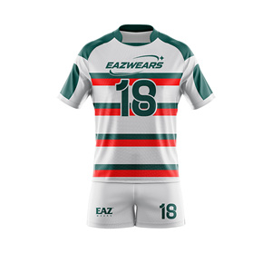Tenue de rugby personnalisée haute performance avec motif drapeau imprimé, maillot et short respirants et écologiques - Commandes en gros OEM/ODM - Product Image 1