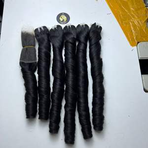 Cloudyhair Haute Qualité Vierge Cheveux Vietnamien Doux et Soyeux Noir Rebond Bouclés Trame Machine Double Dessiné Bundle Cheveux Bruts - Product Image 4