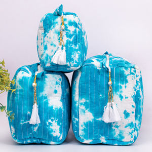 Handblock Cotton Makeup <b>Bags</b> For Storage <b>Travel</b> Toiletry Customized Cosmetic Organizer Pouch Sustainable Waterproof Reusable Set - Product Image 2