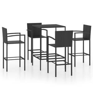 Ensemble de bar de jardin en rotin PE noir avec acier thermolaqué et verre trempé pour mobilier de patio - Product Image 2