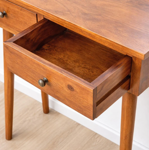 Table console moderne de luxe classique réglable en bois de manguier naturel, design unique pour salon, bureau à domicile, chambre à coucher - Product Image 2