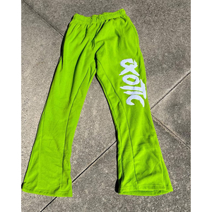 Vente en gros 100% coton personnalisé bouffée impression pantalons de survêtement mince ceinture soleil délavé évasé Vintage jambe droite empilé sueur pour hommes - Product Image 3