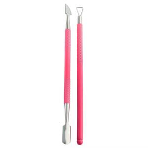 Pousse-cuticules double embout en acier inoxydable avec manche rose – Outil de manucure réutilisable à double tête pour l'élimination des cuticules - Product Image 6