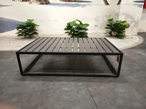 Minimalist Outdoor <b>Table</b> With Wood Top And Aluminum Frame Durable Patio Furniture For Outdoor Use - Product Image 6