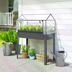 Fioriera Grande da Esterno con Mini Serra, Vaso Quadrato da Interno per Piante, Ideale per Balcone - Product Image 1