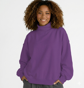 Suéter de Cuello Alto para Mujer, Manga Larga, Poliéster/Algodón, Secado Rápido, Transpirable, Ecológico, Resistente al Viento, Cómodo, para Toda Temporada - Product Image 1