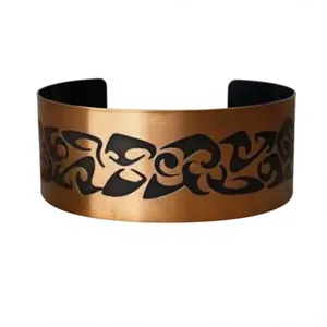 Elegante Brazalete de Cobre con Acabado en Anillo Trenzado Repujado, Trio de Joyería Metálica de Moda, Diseño Exquisito - Product Image 6