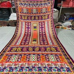 2025 hermosa ropa India étnica bordada a mano chal de seda de moda multicolor Dupatta pakistaní Salwar Kameez traje - Product Image 4