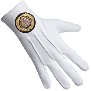 Gants de cérémonie en coton blanc pour anciens Maîtres de la Loge Bleue avec insigne noir brodé à la machine de qualité supérieure - Product Image 3