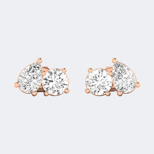 Pendientes Toi et Moi con Diamantes Cultivados en Laboratorio de Corte Pera y Redondo de 2.00 CTW, Engastados en Oro de 9k, Certificados - Product Image 3