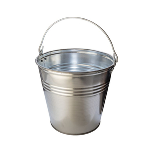 Seau en acier inoxydable avec poignée, portable, robuste, galvanisé argenté, pour usage domestique, jardinage et nettoyage - Product Image 1