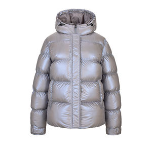 Veste courte matelassée pour femme, parka épaisse en coton avec cordon de serrage, manteau d'hiver à fermeture éclair, style décontracté et tendance - Product Image 2