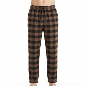 <b>Men's</b> Plaid Checkered <b>Lounge</b> Pants Drawstring Elastic Waist Casual Pajama <b>Trousers</b> with Side Pockets OEM ODM Apparel - Product Image 3