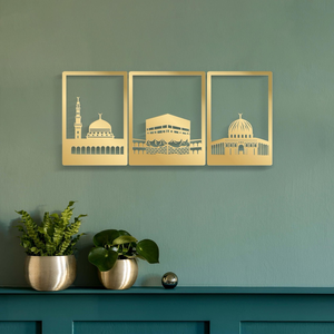 Décoration murale en métal en 3 parties Kaaba |   Décoration de maison islamique musulmane avec motif de la Kaaba sacrée - Product Image 5