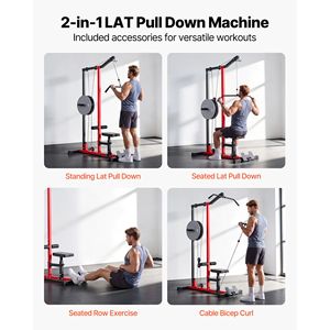 Macchina LAT Pull 2 in 1 con Cavi, Macchina a Cavi per Palestra Domestica, Sedile Regolabile a 3 Livelli, Schienale Regolabile a 4 Livelli per Braccia - Product Image 2