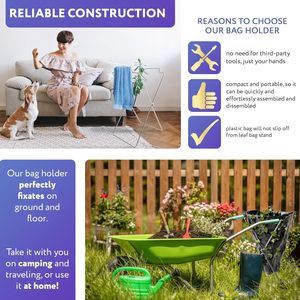 Portable Folding X-Frame <b>Bag</b> <b>Holder</b> Stand 30-55 Gallon Hampers for Laundry Toy Storage Bathroom Kitchen 18 X 14 X 32 Inches - Product Image 4