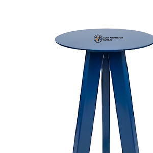 Modern Blue Iron Metal <b>Stool</b> with Angled Legs Round Top Contemporary Industrial Side <b>Stool</b> Designer Accent Seating for Home Cafe - Product Image 3