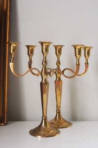 Vintage three arm candelabrums Set of two <b>brass</b> candelabrums Three arm <b>candlestick</b> holders Vintage candelabrum <b>Brass</b> - Product Image 4
