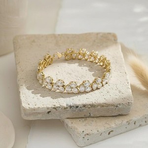Oval Cut Moissanite Tennis <b>Bracelet</b> in 925 Sterling Silver Gold Plated Luxury Handmade Jewelry for Women & Party Occasions - Product Image 4