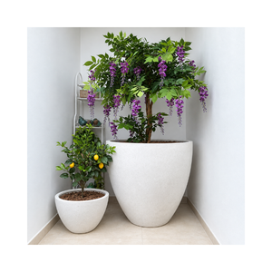 Wholesale Lightweight Fiberglass <b>Planter</b> Pots Round Garden Containers With Multiple Colors Sizes For <b>Outdoor</b> Indoor Decoration - Product Image 1