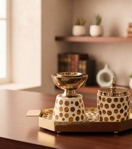 Modern Wooden Metal Incense Burner <b>Set</b> Wooden Tray Laser Cut Design Hand Made Eco Friendly Organic Aromatic for Middle East Use - Product Image 6