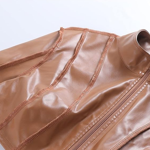 Chaqueta de Cuero para Mujer con Logotipo Personalizado, MOQ Bajo, Cortavientos, a la Moda, Estilo Crop Top con Manga Larga - Product Image 5