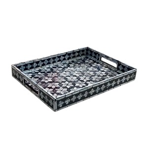 Plateau de service de luxe en nacre, fait main, incrusté de coquillages, plateau décoratif pour la maison, l'hôtel, le restaurant, pour le service et les cadeaux - Product Image 5
