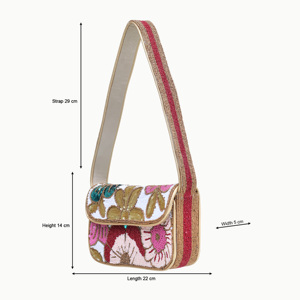 Bolso de Hombro con Cuentas y Patrón Floral, Bolso Bandolera Bohemio para Uso Diario de Mujer - Product Image 2