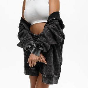 Nuevo Conjunto de Sudadera con Capucha y Pantalones Cortos Casuales para Mujer, Otoño-Invierno, con Logotipo Personalizado, Color Sólido, por Encima de la Rodilla, 100% Algodón, Cálido, Transpirable, Corte Holgado - Product Image 2