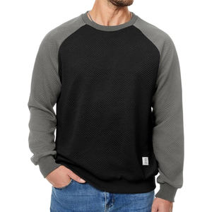 Sweat-shirt à col rond pour homme de haute qualité, patchwork, manches longues, texture géométrique, pull décontracté - Product Image 3