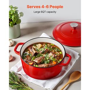 Pentola Olandese in Ghisa Smaltata da 6 Litri, Resistente, con Doppio Manico, Compatibile con Forno e Induzione, con Coperchio - Product Image 2