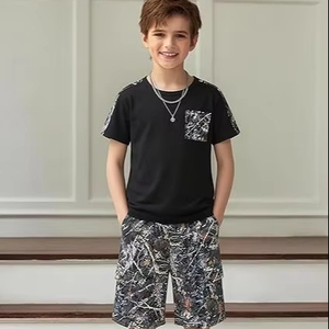 Fashion Men Summer Casual Terry Fabric T-Shirt Shorts <b>Set</b> Quick Dry Breathable Cotton/Polyester Customized Colors Custom Size - Product Image 1