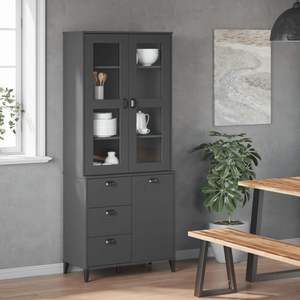 Armoire haute anthracite avec portes et tiroirs en verre pour le rangement de la cuisine à domicile - Product Image 3