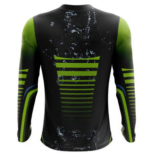 T-shirt à manches longues pour homme, col en V, imprimé poisson vert, séchage rapide, tricoté en polyester, coupe décontractée, design imprimé photo - Product Image 2