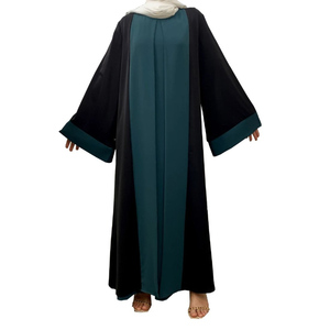 Abaya de dos tonos de color con frente abierto y estilo cosido para mujeres, estilo árabe de Dubái, ropa femenina de Oriente Medio, vestido Abaya Burqa. - Product Image 1