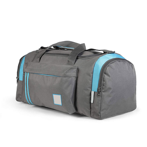 Luxury Sport Duffel Bag Foldable Genuine <b>Leather</b> Gray Blue Zipper Closure Multi-Functional Exercise Fitness Travel <b>Backpack</b> - Product Image 2
