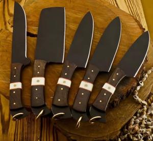 Personalized Handmade 5-Piece Powder Coating Chef <b>Knives</b> with <b>Sharp</b> Serrated Edge Customized Handle for Multi-Purpose - Product Image 2