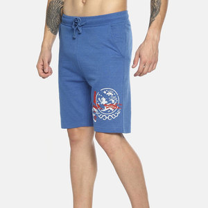 Shorts Bermuda en coton bleu pour homme avec logo brodé, cordon de serrage à l'avant, style décontracté - Product Image 2