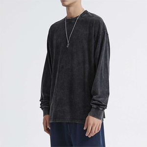 เสื้อสเวตเชิ้ตโอเวอร์ไซส์ทรงหลวมสไตล์วินเทจ ล้างสีแบบแอซิดวอช ผ้าคอตตอนฟลีซหนานุ่ม สำหรับผู้ชาย เหมาะสำหรับสตรีทแวร์ คอกลม - Product Image 1