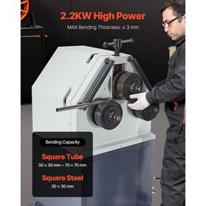 Curvatrice Elettrica a 3 Rulli da 2.2KW, Piegatubi Elettrico con Curvatura Massima 180° Reversibile per Tubi - Product Image 2