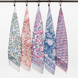Summer Collection Eco-Friendly Cotton Hand Block Printed Floral Pattern Breathable <b>Tie</b> <b>Back</b> Multifunctional Bandana for Men - Product Image 1
