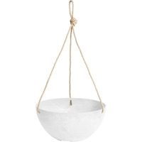 Pot de fleurs suspendu en ciment blanc minimaliste, design circulaire pour plantes d'intérieur et d'extérieur