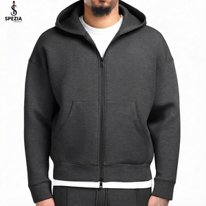 Sweat à capuche zippé oversize pour homme 100 % coton molletonné, style streetwear pour l'automne - Product Image 3