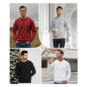 Sweat-shirts à col rond à manches longues pour hommes, pull léger décontracté, confortable, en mélange de coton, tendance - Product Image 6